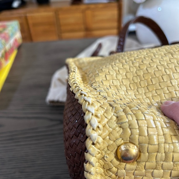 Prada Madras Woven and Leather Tote Bag - Picture 9 of 16